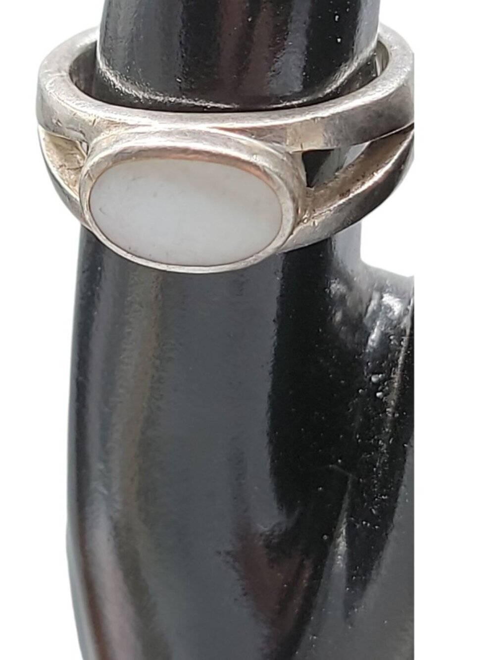 SU Sterling Silver Mother Of Pearl Ring Size 8 Band Style Thailand 925 Gemstone - Picture 1 of 16